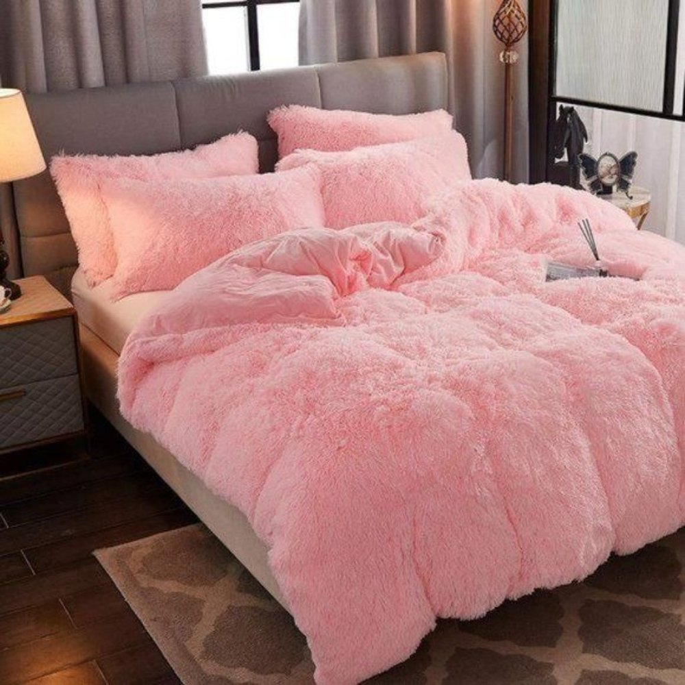 FLA$H $ALE $90 OFF    Shaggy Fluffy Faux Fur Duvet Cover Set WITH COMFOR… - Picture 3 of 10